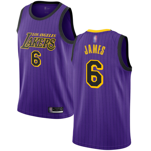 Lakers #6 LeBron James Purple Basketball Swingman City Edition 2018/19 Jersey - Click Image to Close