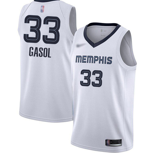 Grizzlies #33 Marc Gasol White Basketball Swingman Association Edition Jersey - Click Image to Close