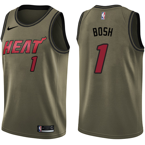 Nike Heat #1 Chris Bosh Green Salute to Service NBA Swingman Jersey