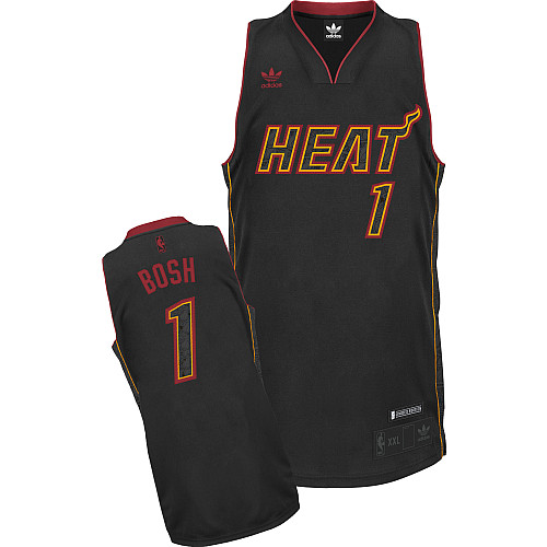 Heat #1 Chris Bosh Carbon Fiber Fashion Black Stitched NBA Jersey - Click Image to Close