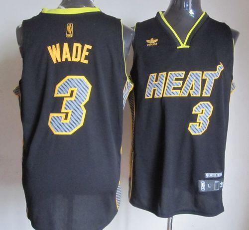 Heat #3 Dwyane Wade Black Electricity Fashion Stitched NBA Jersey