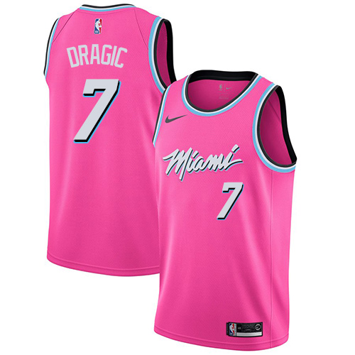 Heat #7 Goran Dragic Pink Basketball Swingman Earned Edition Jersey - Click Image to Close