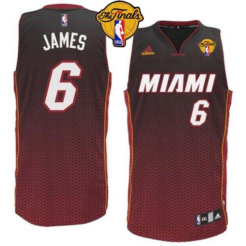 Heat #6 LeBron James Black Resonate Fashion Swingman Finals Patch Stitched NBA Jersey - Click Image to Close