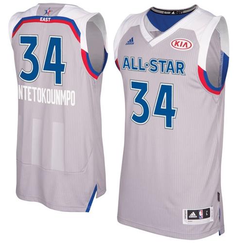 Bucks #34 Giannis Antetokounmpo Gray 2017 All-Star Stitched NBA Jersey