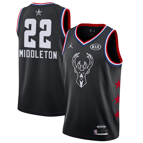 Bucks #22 Khris Middleton Black Basketball Jordan Swingman 2019 All-Star Game Jersey - Click Image to Close