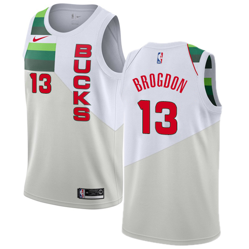 Bucks #13 Malcolm Brogdon White Basketball Swingman Earned Edition Jersey - Click Image to Close