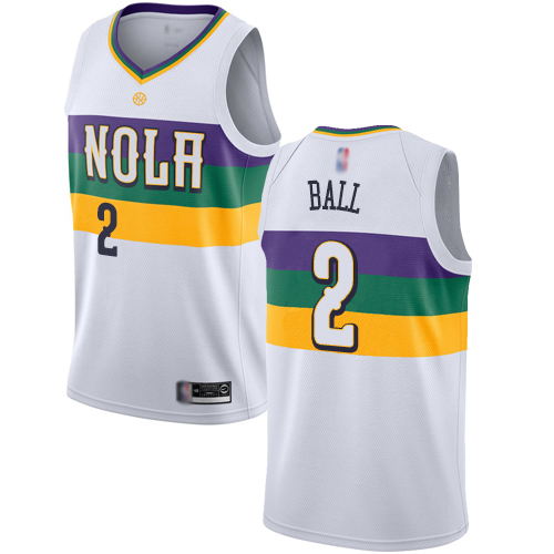 Pelicans #2 Lonzo Ball White Basketball Swingman City Edition 2018/19 Jersey - Click Image to Close