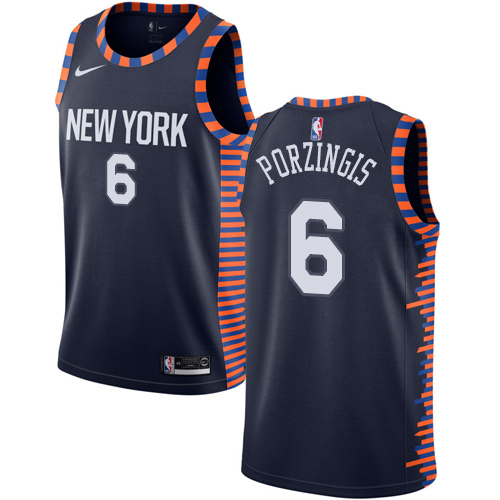 Nike Knicks #6 Kristaps Porzingis Navy NBA Swingman City Edition 2018/19 Jersey