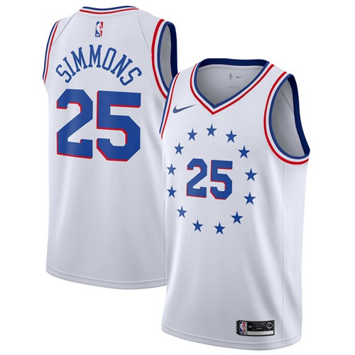 76ers #25 Ben Simmons White Basketball Swingman Earned Edition Jersey