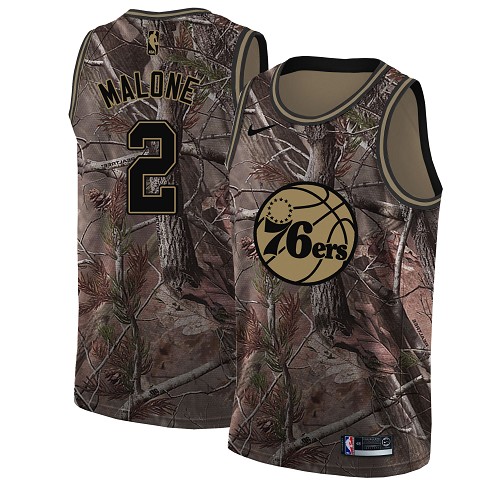 Nike 76ers #2 Moses Malone Camo NBA Swingman Realtree Collection Jersey