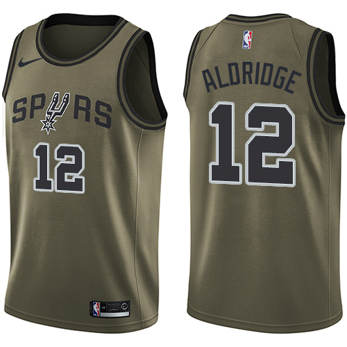 Nike Spurs #12 LaMarcus Aldridge Green Salute to Service NBA Swingman Jersey