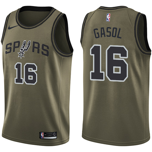 Nike Spurs #16 Pau Gasol Green Salute to Service NBA Swingman Jersey