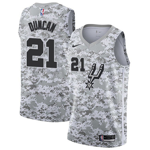 Spurs #21 Tim Duncan White Camo Basketball Swingman Earned Edition Jersey