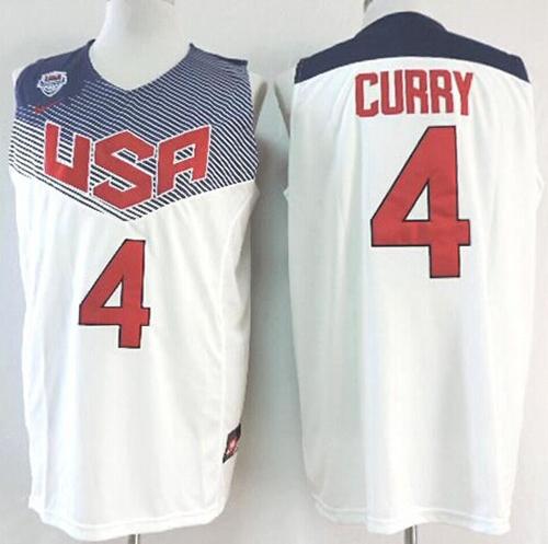 Nike 2014 Team USA #4 Stephen Curry White Stitched NBA Jersey - Click Image to Close