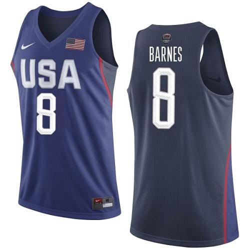 Nike Team USA #8 Harrison Barnes Navy Blue 2016 Dream Team Game NBA Jersey - Click Image to Close