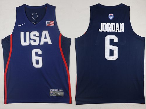 Nike Team USA #6 DeAndre Jordan Navy Blue 2016 Dream Team Stitched NBA Jersey - Click Image to Close