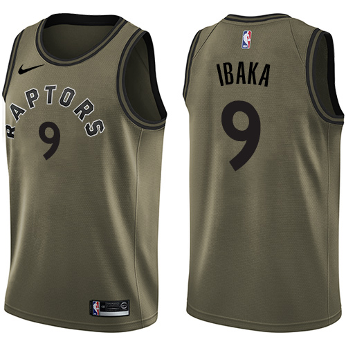 Nike Raptors #9 Serge Ibaka Green Salute to Service NBA Swingman Jersey