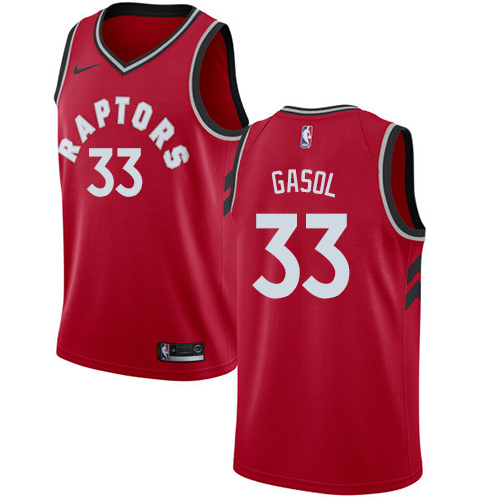 Raptors #33 Marc Gasol Red Basketball Swingman Icon Edition Jersey - Click Image to Close