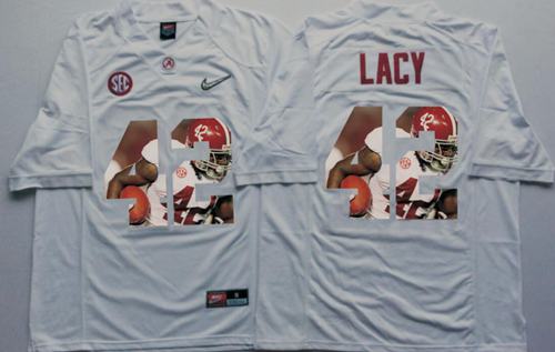 Crimson Tide #42 Eddie Lacy White Player Fashion Stitched NCAA Jersey