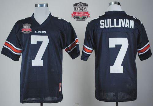 Tigers #7 Pat Sullivan Blue Throwback 2014 BCS Bowl Patch Stitched NCAA Jersey - Click Image to Close