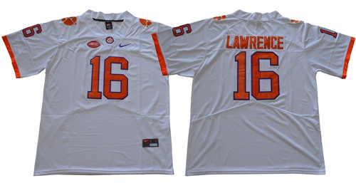 Nike Tigers #16 Trevor Lawrence White Limited Stitched NCAA Jersey - Click Image to Close