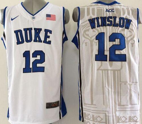 Blue Devils #12 Justise Winslow White Basketball New Stitched NCAA Jersey - Click Image to Close