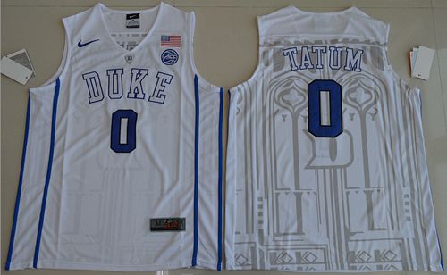 Blue Devils #0 Jayson Tatum White Basketball Elite Stitched NCAA Jersey