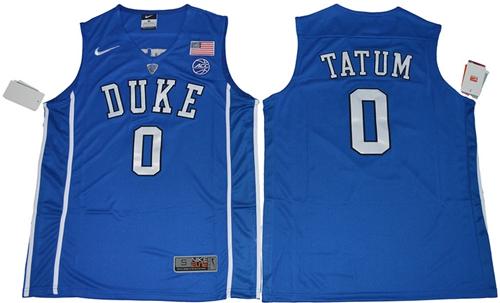 Blue Devils #0 Jayson Tatum Blue Basketball Elite Stitched NCAA Jersey