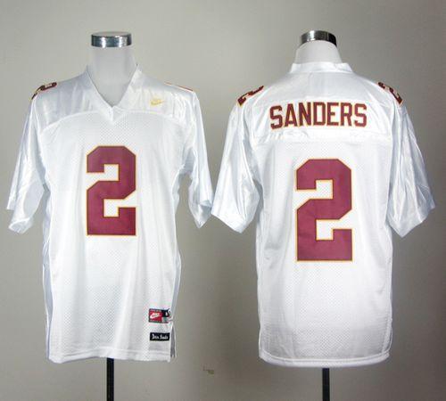 Seminoles #2 Deion Sanders White Stitched NCAA Jersey - Click Image to Close