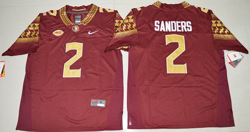 Seminoles #2 Deion Sanders Red Limited Stitched NCAA Limited Jersey - Click Image to Close