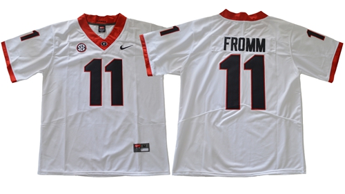 Bulldogs #11 Jake Fromm White Limited Stitched NCAA Jersey - Click Image to Close