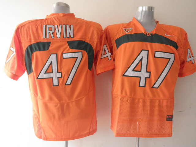 Hurricanes #47 Michael Irvin Orange Stitched NCAA Jersey - Click Image to Close