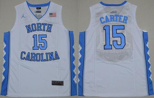 North Carolina #15 Vince Carter White Stitched NCAA Jersey - Click Image to Close