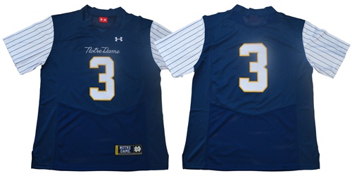 Fighting Irish #3 Joe Montana Navy Strip Limited Shamrock Series Stitched NCAA Jersey