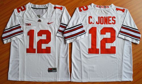 Buckeyes #12 Cardale Jones White Diamond Quest Stitched NCAA Jersey