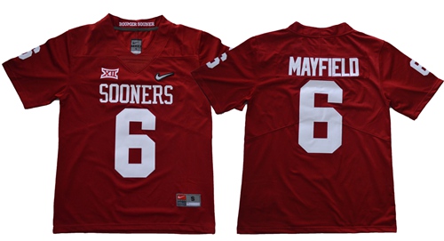 Sooners #6 Baker Mayfield Red XII Stitched NCAA Jersey - Click Image to Close