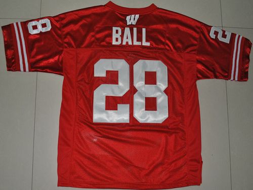 Badgers #28 Montee Ball Red Stitched NCAA Jersey - Click Image to Close