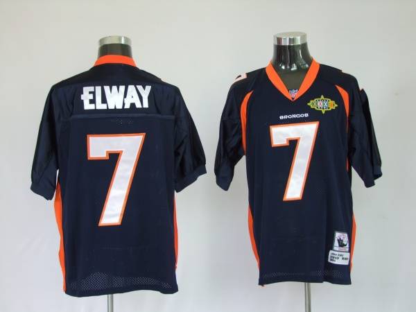 Mitchel & Ness Broncos #7 John Elway Blue With 2010 Super Bowl Patch Stitched Throwback NFL Jersey - Click Image to Close