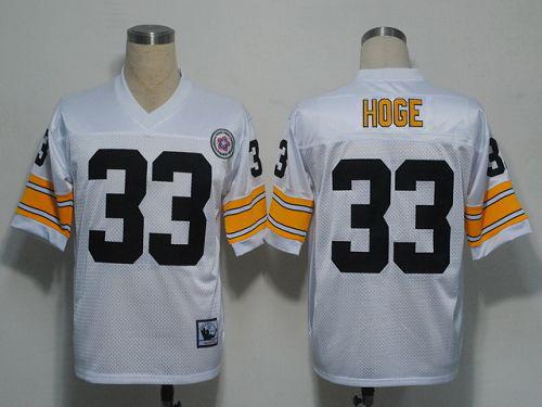 Mitchell and Ness Steelers #33 Merril Hoge White Stitched NFL Jersey