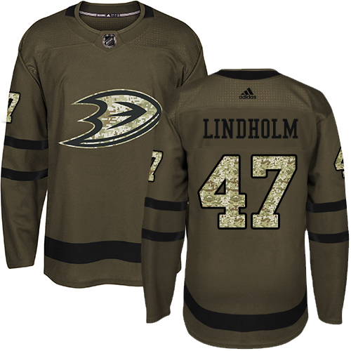 Adidas Ducks #47 Hampus Lindholm Green Salute to Service Stitched NHL Jersey