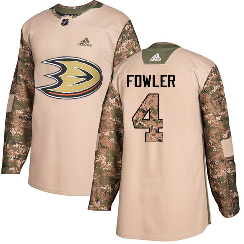 Adidas Ducks #4 Cam Fowler Camo Authentic 2017 Veterans Day Stitched NHL Jersey - Click Image to Close