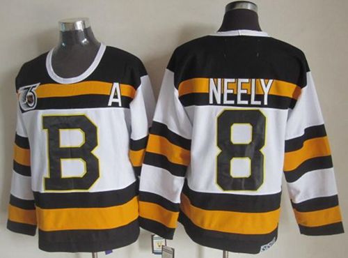 Bruins #8 Cam Neely White CCM Throwback 75TH Stitched NHL Jersey - Click Image to Close