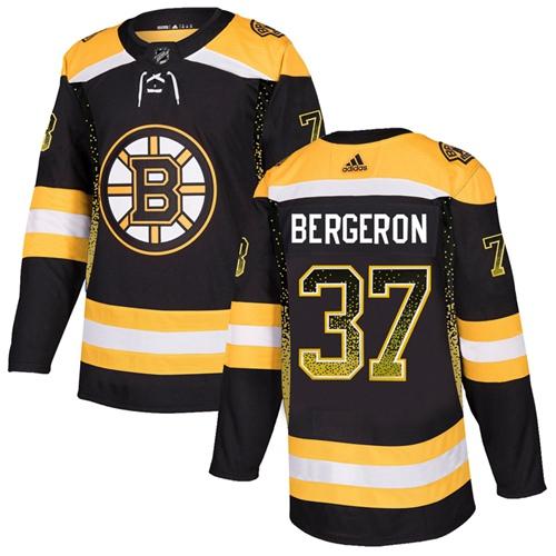 Adidas Bruins #37 Patrice Bergeron Black Home Authentic Drift Fashion Stitched NHL Jersey - Click Image to Close