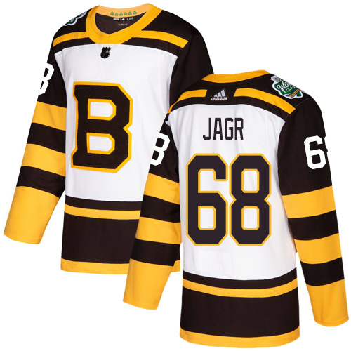 Adidas Bruins #68 Jaromir Jagr White Authentic 2019 Winter Classic Stitched NHL Jersey - Click Image to Close