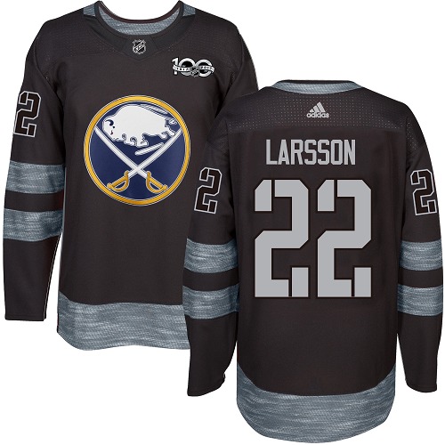 Adidas Sabres #22 Johan Larsson Black 1917-2017 100th Anniversary Stitched NHL Jersey - Click Image to Close