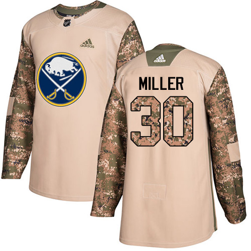 Adidas Sabres #30 Ryan Miller Camo Authentic 2017 Veterans Day Stitched NHL Jersey - Click Image to Close