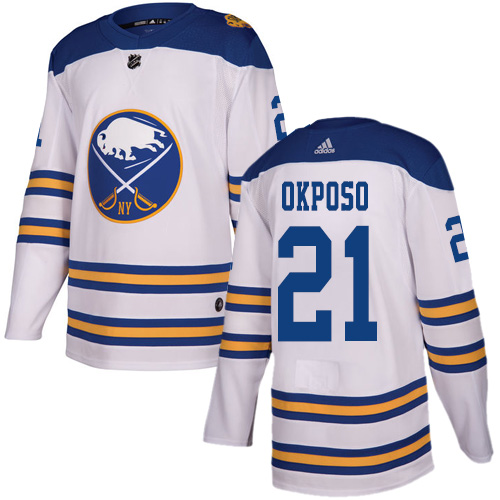 Adidas Sabres #21 Kyle Okposo White Authentic 2018 Winter Classic Stitched NHL Jersey - Click Image to Close