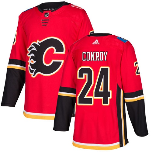 Adidas Flames #24 Craig Conroy Red Home Authentic Stitched NHL Jersey - Click Image to Close