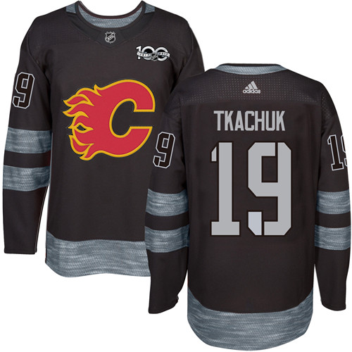 Adidas Flames #19 Matthew Tkachuk Black 1917-2017 100th Anniversary Stitched NHL Jersey