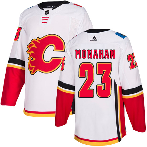 Adidas Flames #23 Sean Monahan White Road Authentic Stitched NHL Jersey - Click Image to Close